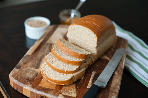 Delicious, freshly sliced organic whole grain bread