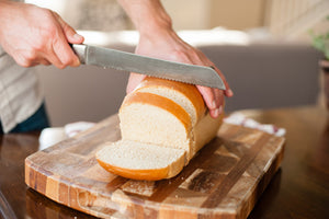 Slicing fresh bread